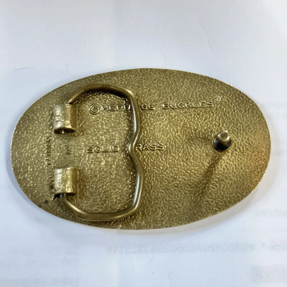 Blue Grass Solid Brass Belt Buckle made by Heritage